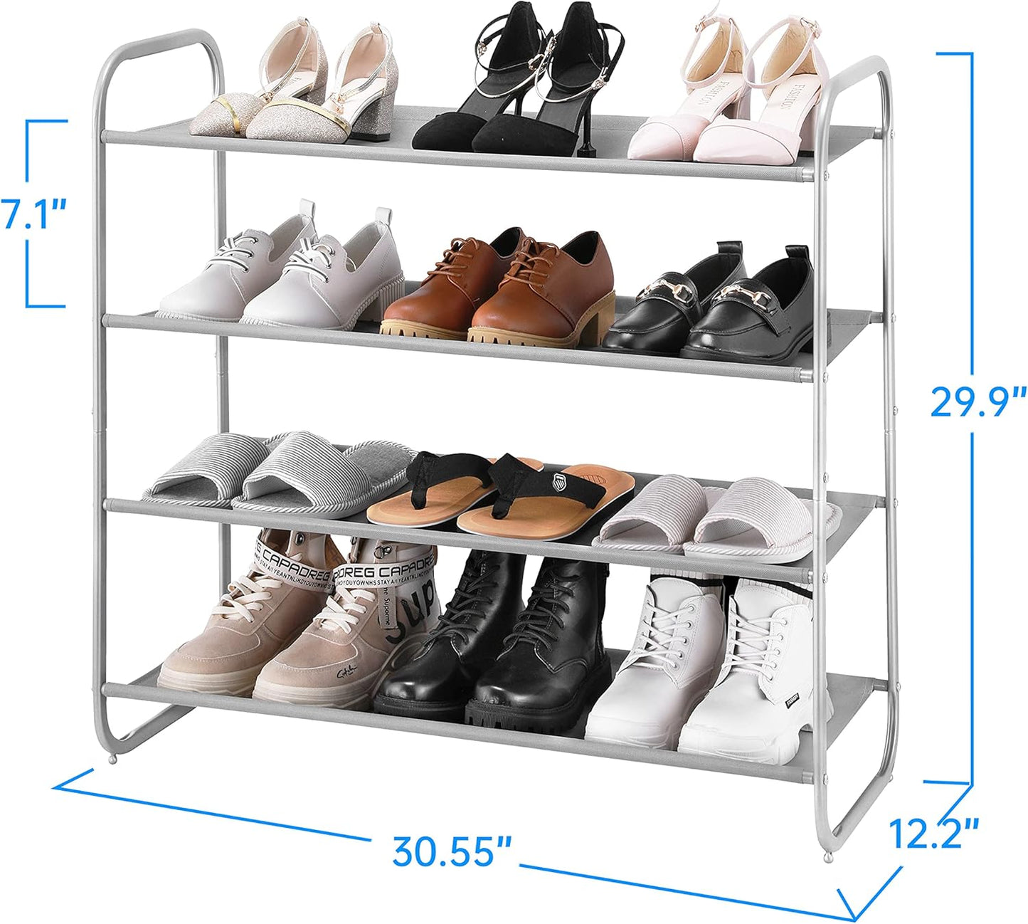 4 Tier Shoe Rack Storage Organinzer 4 Shelf Shoe Rack Organizer,Entrance Fabric Shoe Shelf Small for Closet Entryway Hallway Bedroom(Light Gray)