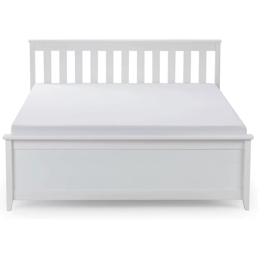 Solid Wood Queen Bed Frame, Platform Bed with Headboard, White