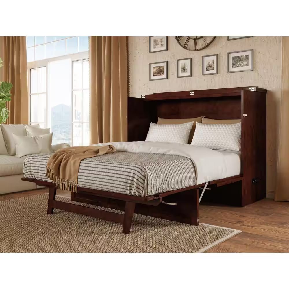 Deerfield Murphy Bed Chest Full Walnut with Charger