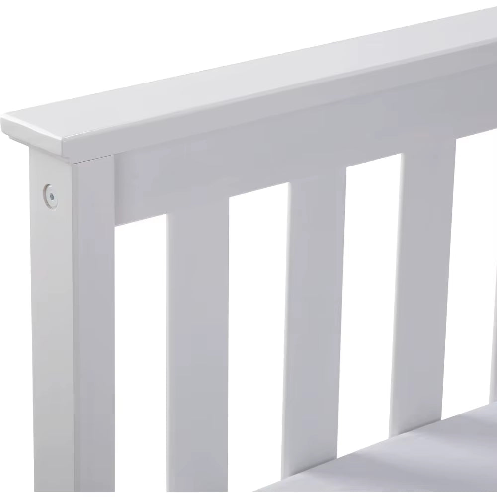 Solid Wood Queen Bed Frame, Platform Bed with Headboard, White