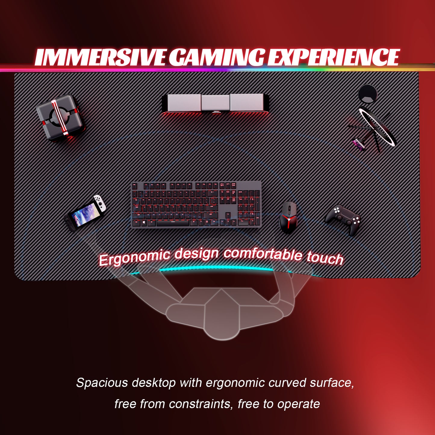 HLDIRECT 32/40/47/55 Inch Gaming Desk Gamer Table Computer Desk PC Workstation