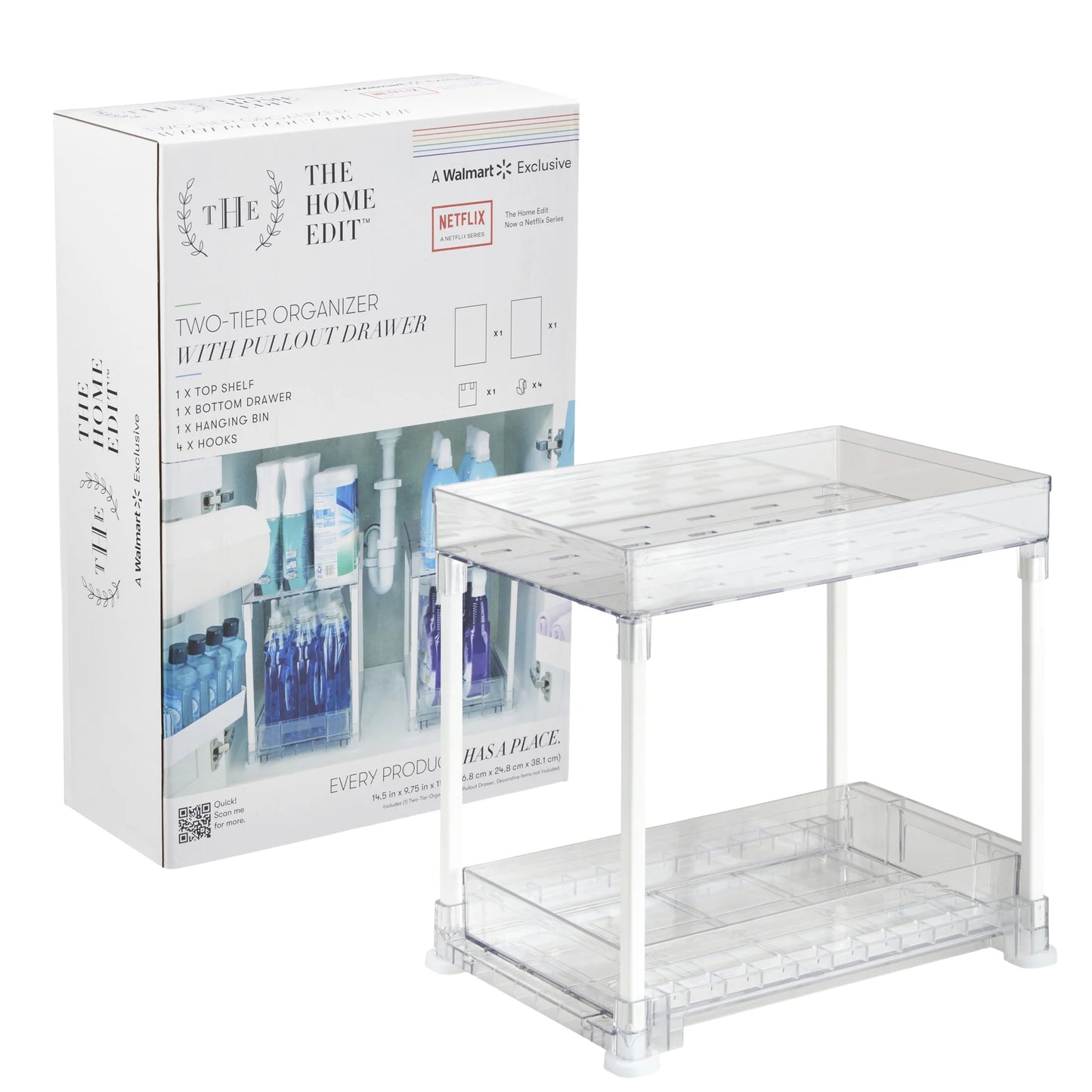 (2 Pack) under Cabinet 2-Tier Storage Tower, 10X14.5X15In