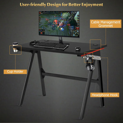 Gaming Desk Home Office PC Table Computer Desk with Cup Holder & Headphone Hook