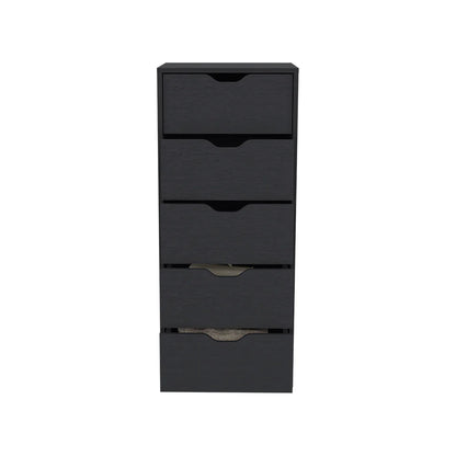 Dresser Kamran, Five Drawers Narrow, Black Wengue Finish