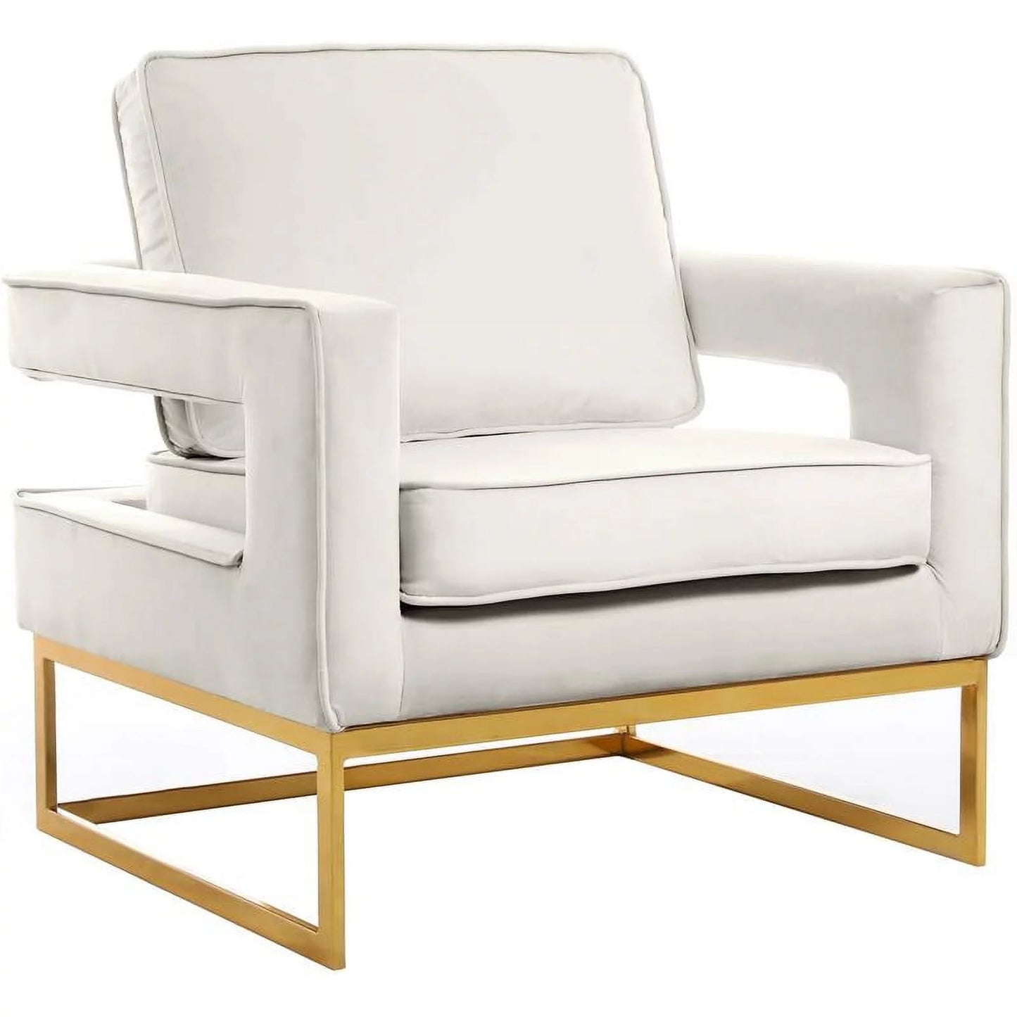 Noah Cream Velvet Accent Chair with Gold Iron Base