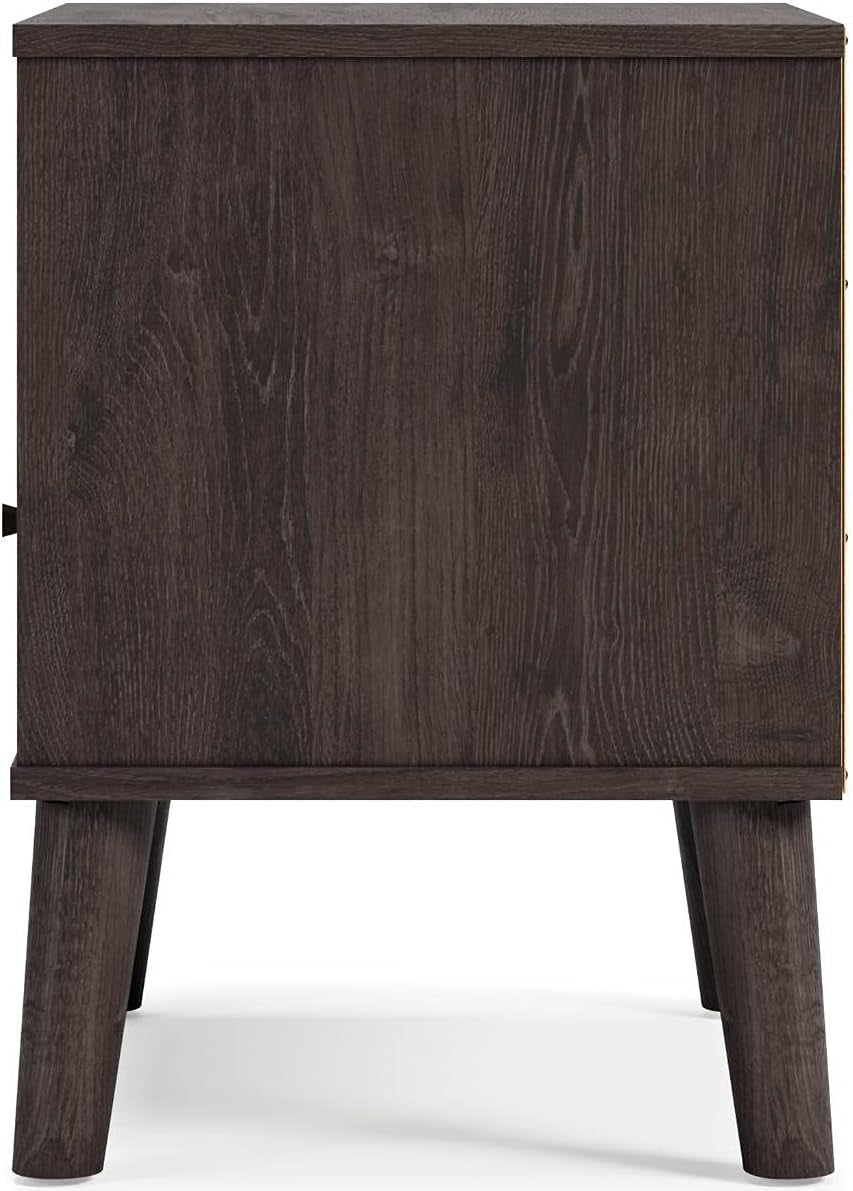 Piperton Modern Replicated Sugarberry 1 Drawer Nightstand, Black