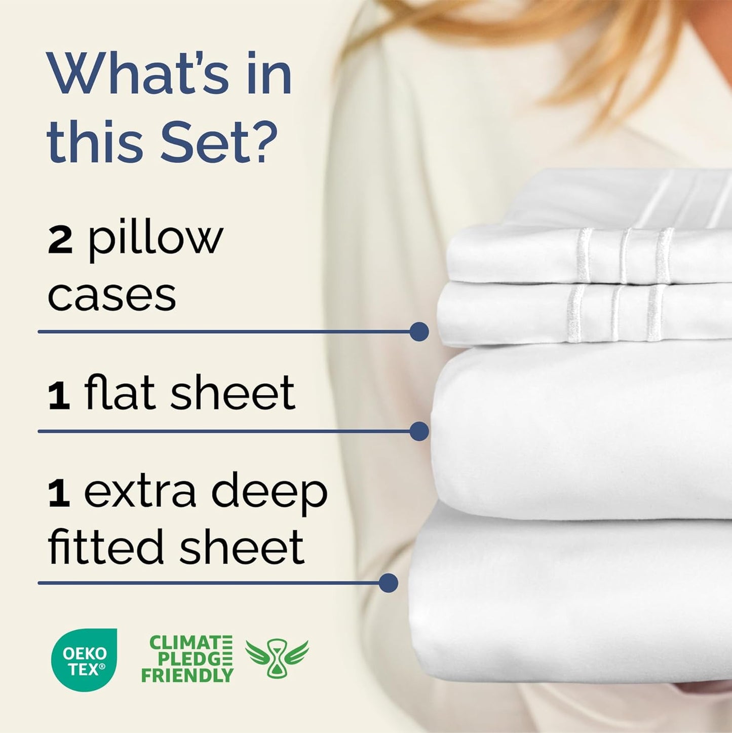 Extra Deep Twin Sheet Set - 4 Piece Breathable & Cooling Sheets - Hotel Luxury Bedding Set W/18-24 Inch Extra Deep Pockets - Easy & Secure Fit - Super Soft, Wrinkle Free and Comfy - White, Twin Size