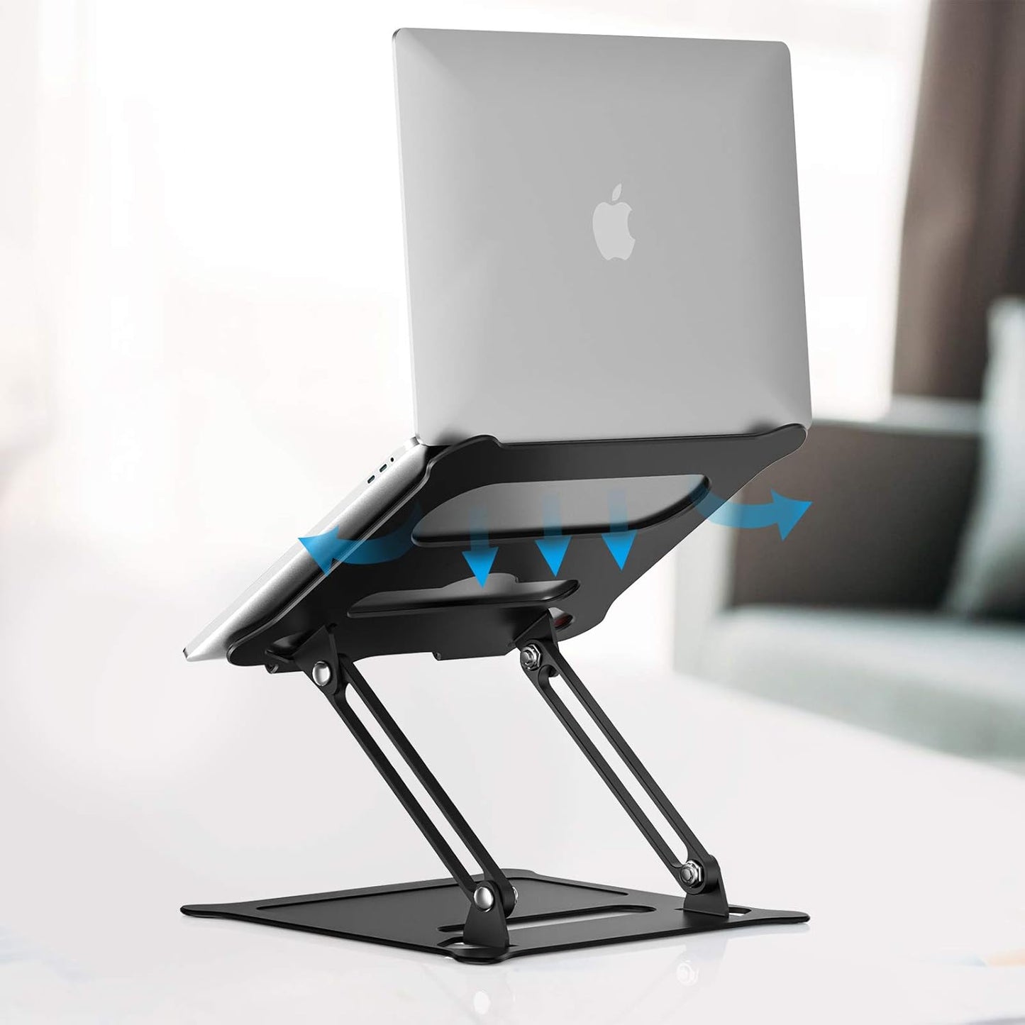 Laptop Stand, Adjustable Laptop Stand for Desk Ergonomic Portable Laptop Riser Compatible with Macbook Air Pro, Dell, HP, Lenovo Light Weight Laptops up to 10''-15.6" - Black