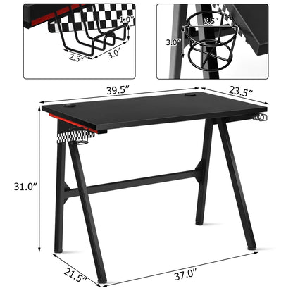 Gaming Desk Home Office PC Table Computer Desk with Cup Holder & Headphone Hook