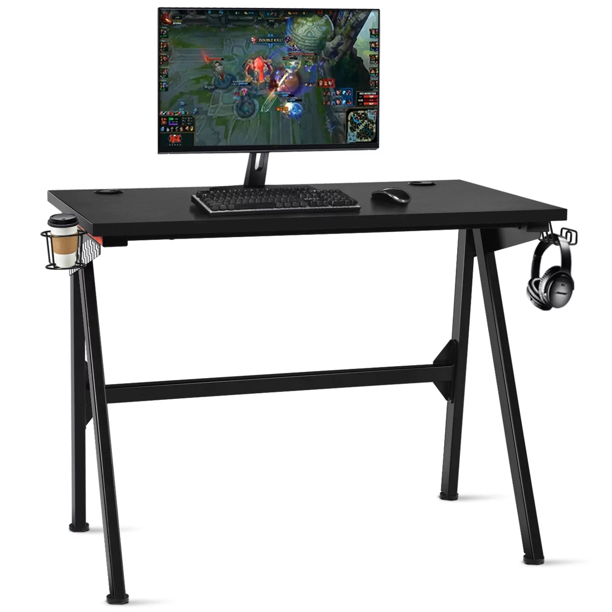 Gaming Desk Home Office PC Table Computer Desk with Cup Holder & Headphone Hook