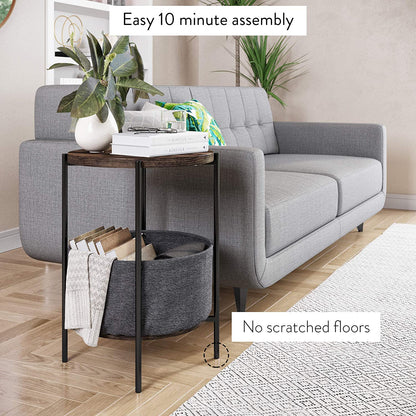 round Modern Side Accent or End Table for Living Room and Bedroom and Nursery Room