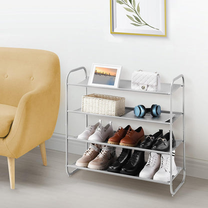 4 Tier Shoe Rack Storage Organinzer 4 Shelf Shoe Rack Organizer，Entrance Fabric Shoe Shelf Small for Closet Entryway Hallway Bedroom(Light Gray)