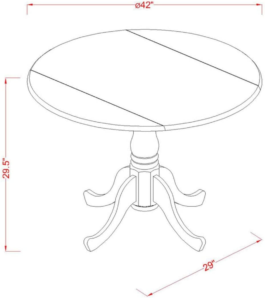 DLGR3-WHI-W 3 Piece Dining Table Set for Small Spaces Contains a round Dining Room Table with Dropleaf and 2 Wood Seat Chairs, 42X42 Inch, Linen White