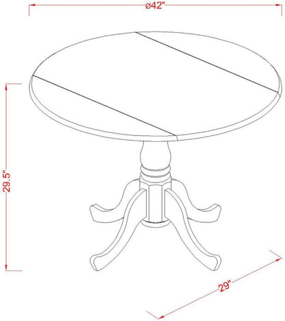 DLGR3-WHI-W 3 Piece Dining Table Set for Small Spaces Contains a round Dining Room Table with Dropleaf and 2 Wood Seat Chairs, 42X42 Inch, Linen White