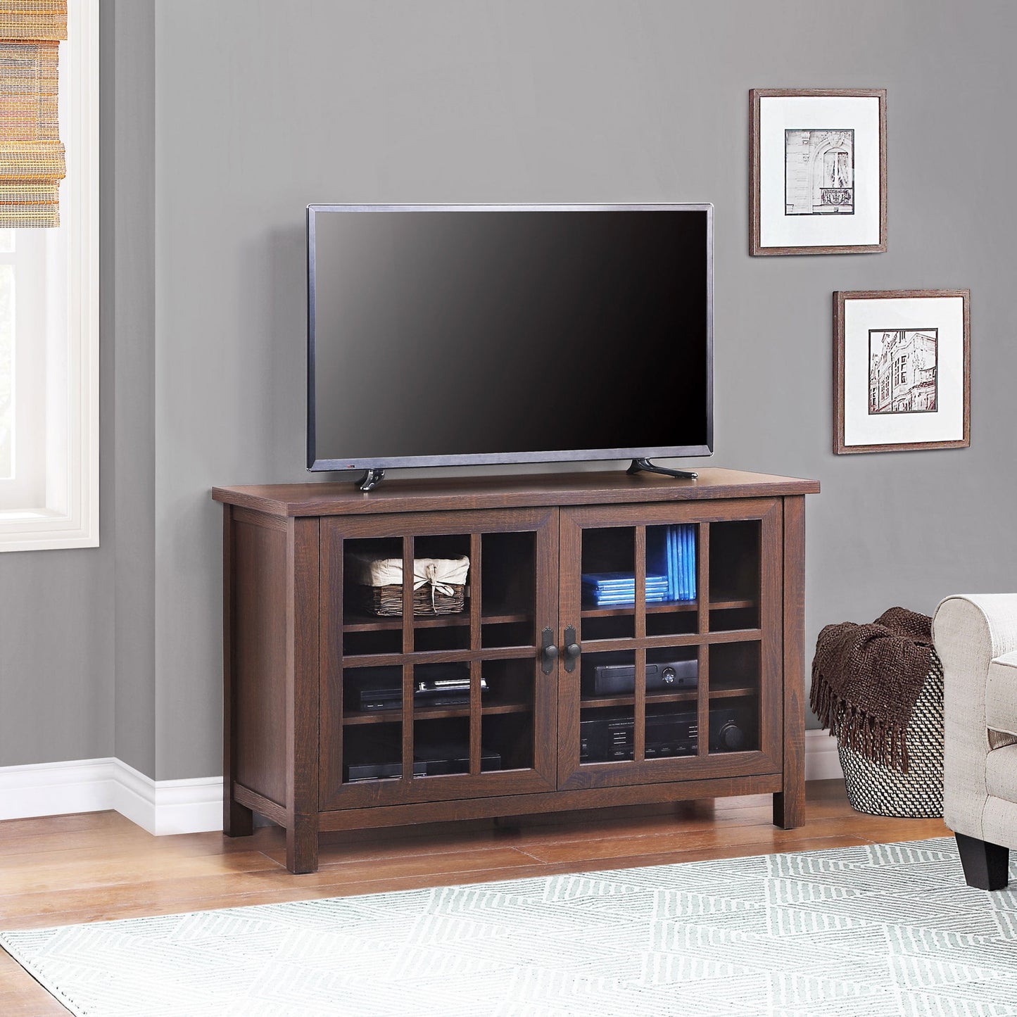 Oxford Square TV Stand for Tvs up to 55", Dark Brown