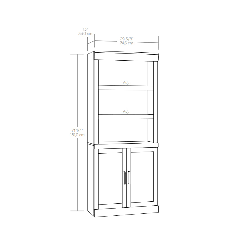 Glendale 5 Shelf Bookcase with Doors, Rustic Gray Finish