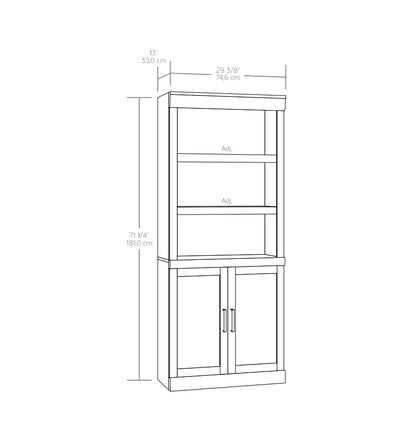 Glendale 5 Shelf Bookcase with Doors, Rustic Gray Finish