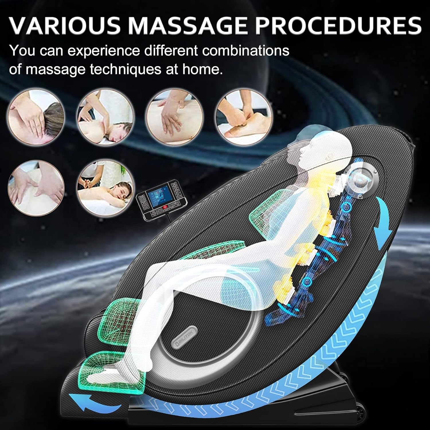 Massage Chair Blue-Tooth Connection and Speaker, Easy to Use at Home and in the Office and Recliner with Zero Gravity with Full Body Air Pressure