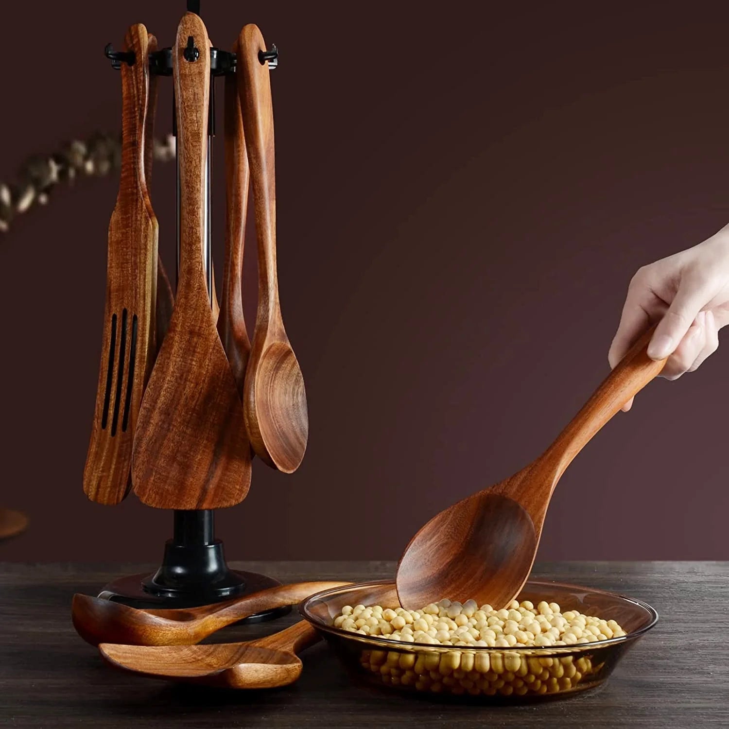 Wooden Kitchen Utensils Set (12 Pack)