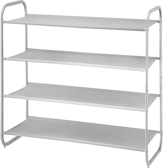 4 Tier Shoe Rack Storage Organinzer 4 Shelf Shoe Rack Organizer，Entrance Fabric Shoe Shelf Small for Closet Entryway Hallway Bedroom(Light Gray)