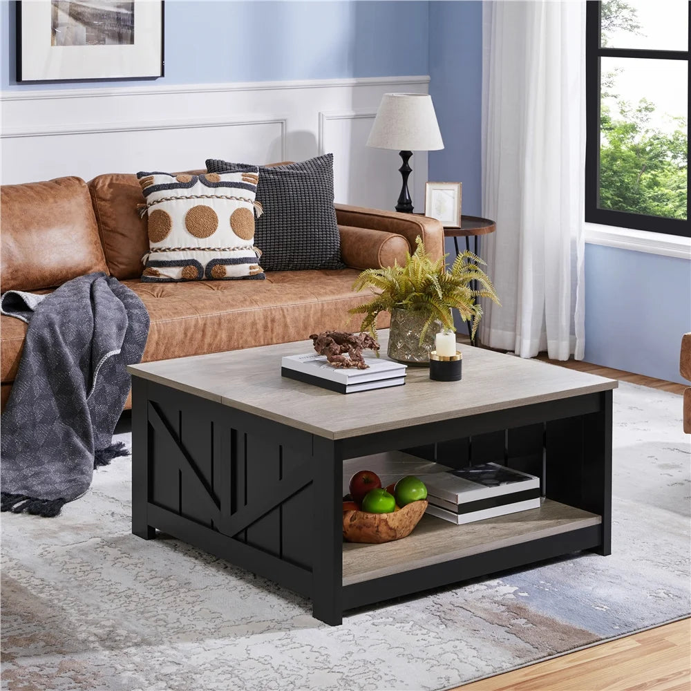 Smile Mart Storage Medium Density Fiberboard Coffee Table, Gray