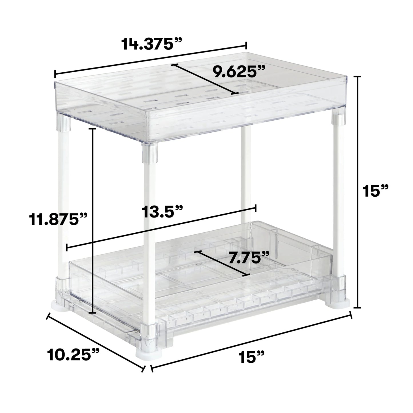 (2 Pack)  under Cabinet 2-Tier Storage Tower, 10X14.5X15In