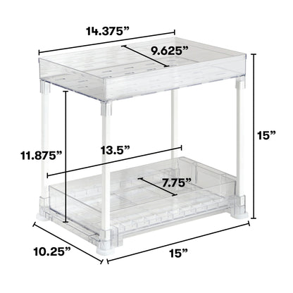 (2 Pack)  under Cabinet 2-Tier Storage Tower, 10X14.5X15In
